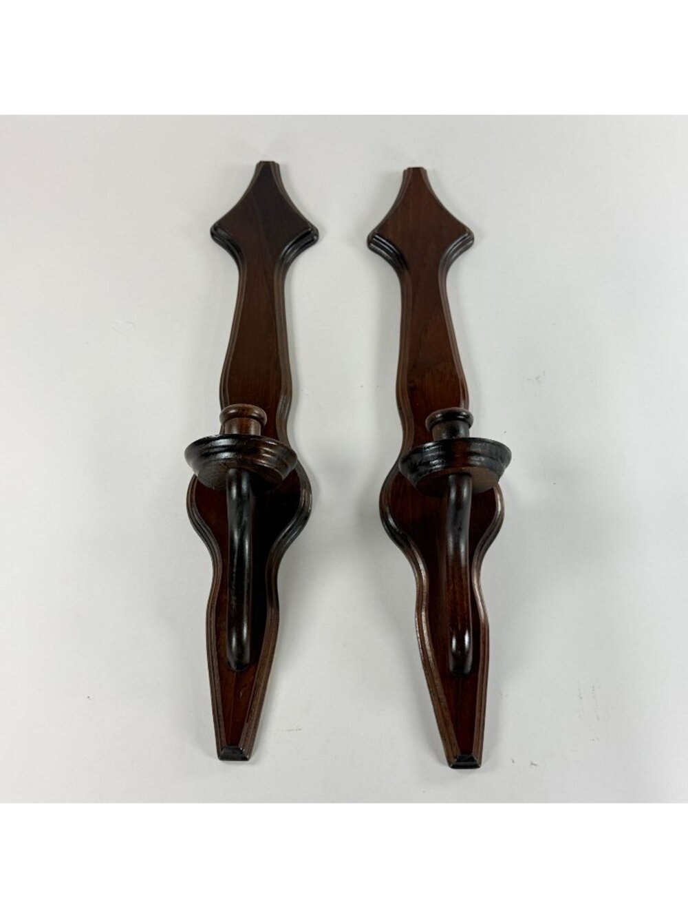 Vintage Wooden Wall Sconces Pair 24 In Candle Holders Country Farmhouse Decor